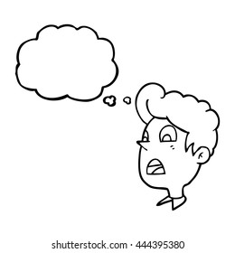 caricatura de burbuja de pensamiento dibujada a mano libre impactó al hombre
