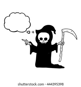 caricatura de burbuja de pensamiento dibujada a mano libre con scythe