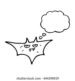 freehand drawn thought bubble cartoon halloween bat