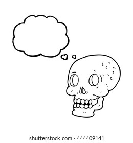 freehand drawn thought bubble cartoon halloween skull