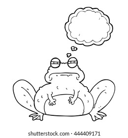 freehand drawn thought bubble cartoon frog
