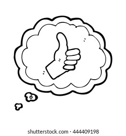 freehand drawn thought bubble cartoon thumbs up sign