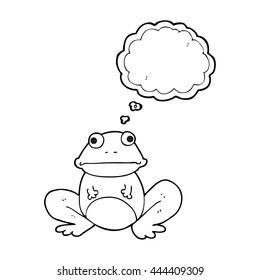 freehand drawn thought bubble cartoon frog