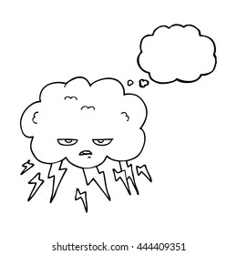 freehand drawn thought bubble cartoon thundercloud