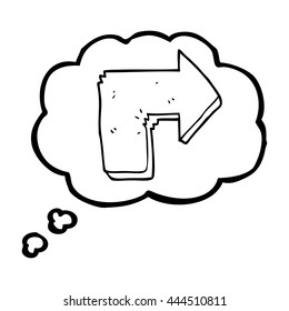 Karikaturpfeil für freehand gezeichnete Gedankenblasen