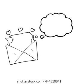 freehand drawn thought bubble cartoon love letter