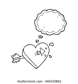 freehand drawn thought bubble cartoon arrow through heart freehand drawn thought bubble cartoon