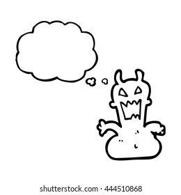 Cartoon-Cartoon mit freehand gezeichneter Gedankenblase