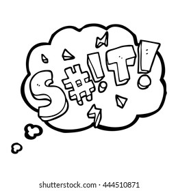 caricatura de burbuja de pensamiento dibujada a mano libre oscureció la palabra clave