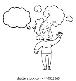 caricatura de burbuja de pensamiento dibujada a mano libre mujer desahogándose