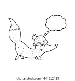 freehand drawn thought bubble cartoon little wolf