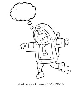 freehand drawn thought bubble cartoon astronaut