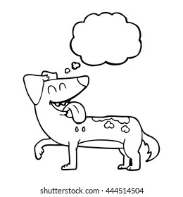 freehand drawn thought bubble cartoon panting dog