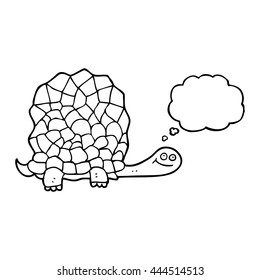 freehand drawn thought bubble cartoon tortoise
