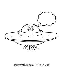 freehand drawn thought bubble cartoon alien spaceship