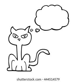freehand drawn thought bubble cartoon angry cat