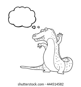 crocodilo de desenho livre bolha de pensamento desenhado