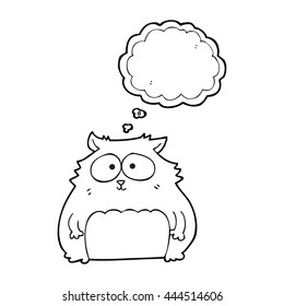 freehand drawn thought bubble cartoon cat