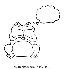 caricatura de burbuja de pensamiento dibujada a mano libre rana graciosa
