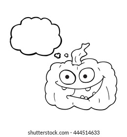 freehand drawn thought bubble cartoon pumpkin