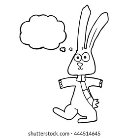freehand drawn thought bubble cartoon rabbit