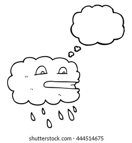 freehand drawn thought bubble cartoon rain cloud