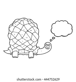 freehand drawn thought bubble cartoon tortoise