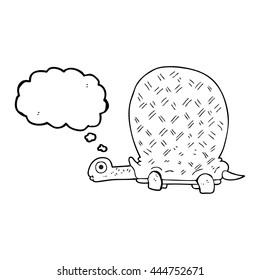 freehand drawn thought bubble cartoon tortoise