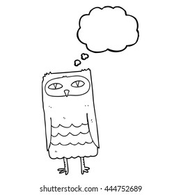 freehand drawn thought bubble cartoon owl