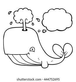 freehand drawn thought bubble cartoon whale spouting water