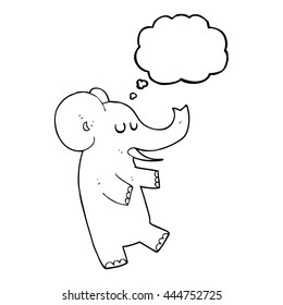 freehand drawn thought bubble cartoon dancing elephant