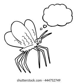 freehand drawn thought bubble cartoon butterfly