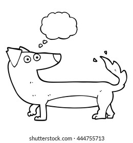 perro de dibujos animados de burbujas de pensamiento dibujado a mano libre