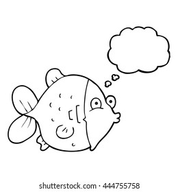 freehand drawn thought bubble cartoon funny fish
