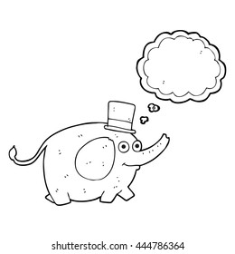 freehand drawn thought bubble cartoon elephant