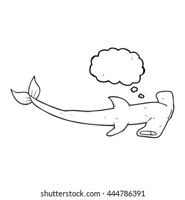 caricatura de burbuja de pensamiento dibujada a mano libre tiburón martillo