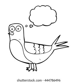 freehand drawn thought bubble cartoon pigeon