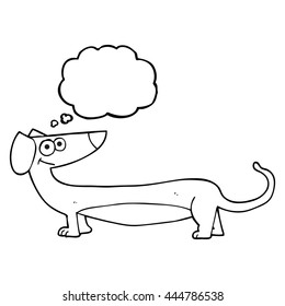 freehand drawn thought bubble cartoon dachshund