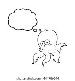 pulpo de dibujos animados de burbuja de pensamiento dibujado a mano libre