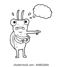 freehand drawn thought bubble cartoon bug