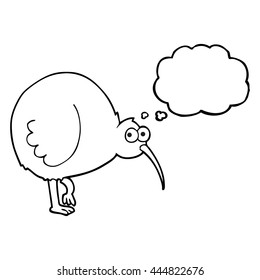 caricatura de burbuja de pensamiento dibujada a mano libre kiwi bird