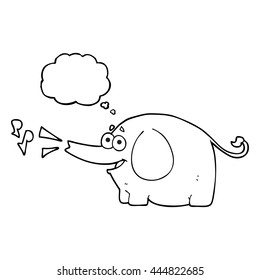 freehand drawn thought bubble cartoon trumpeting elephant