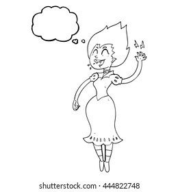 freehand drawn thought bubble cartoon vampire girl