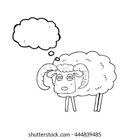 freehand drawn thought bubble cartoon ram