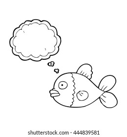 freehand drawn thought bubble cartoon fish