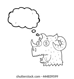freehand drawn thought bubble cartoon ram head