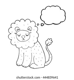 freehand drawn thought bubble cartoon cute lion