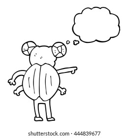 freehand drawn thought bubble cartoon pointing insect