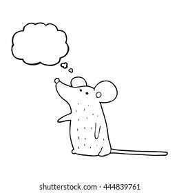 ratón de dibujos animados de burbujas de pensamiento dibujado a mano libre