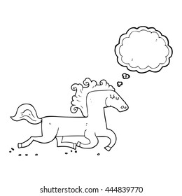 freehand drawn thought bubble cartoon running horse